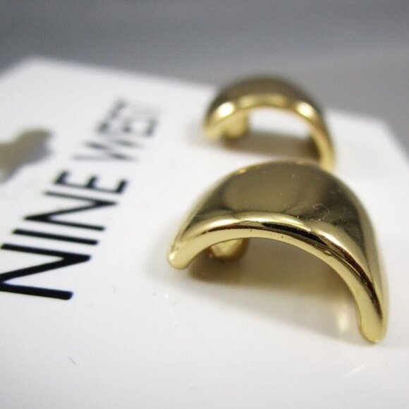 NINE WEST Mod/Contemporary Gold Half Hoop Stud Earrings**NEW! - Picture 2 of 2